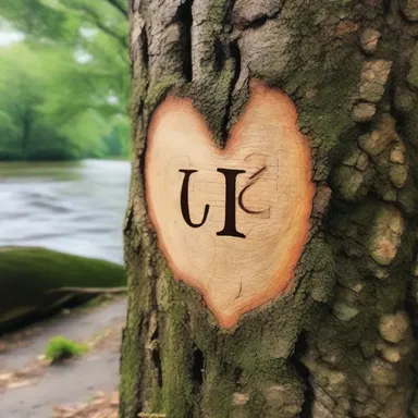 The lover's initials were lovingly edged onto the tree trunk by the riverside.
