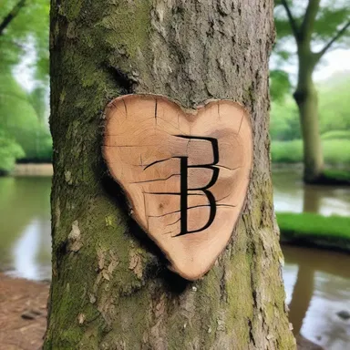 The lover's initials were lovingly edged onto the tree trunk by the riverside.