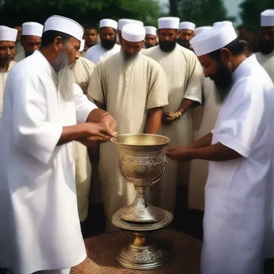 During the religious ceremony, the communal cup served as a fomite, potentially spreading infectious agents among the worshippers.