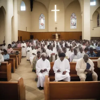 The congregation repeatedly recited prayers during the church service.