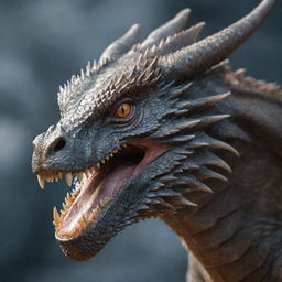 A majestic dragon in close-up view showcasing its dominance