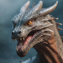 A majestic dragon in close-up view showcasing its dominance