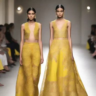 The designer's latest collection was inspired by heliolatry, featuring sun motifs and bright yellow hues.