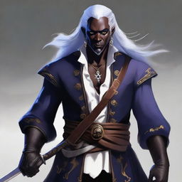 A high-quality digital art image showcasing a drow pirate