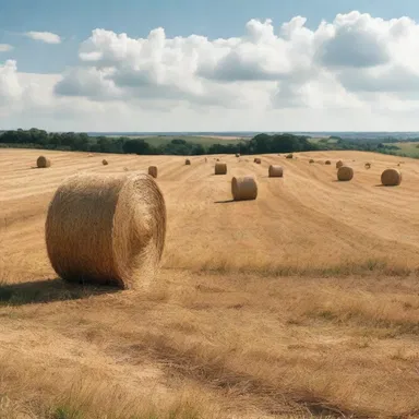 The movie scene showcased a beautiful countryside with a rick of hay in the background.