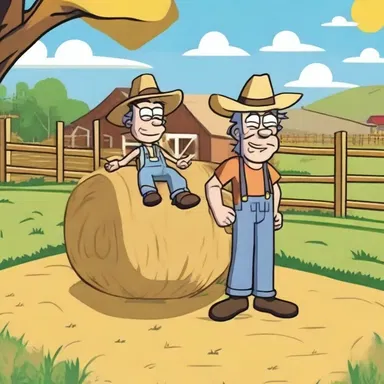 In the cartoon series, the characters often played and hid in a rick of hay on the farm.