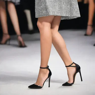 She ricked her ankle while walking in high heels during the fashion show.