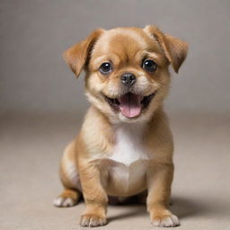 Transform the previously generated image of the small, cute dog into an image showing the same dog looking angry.