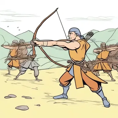 In the cartoon show, the character fired a fusillade of arrows from his bow to defeat the enemy.