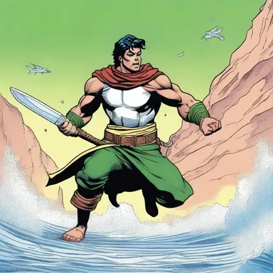 In the action-packed comic, the hero wields a panga as his preferred weapon.
