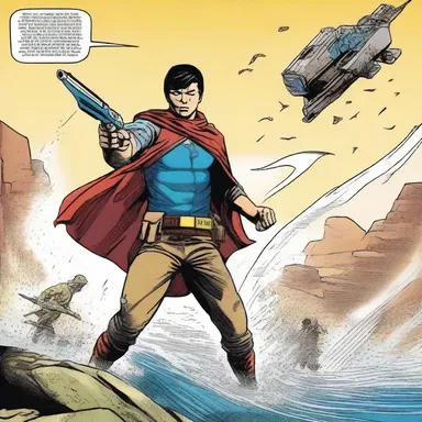 In the action-packed comic, the hero wields a panga as his preferred weapon.