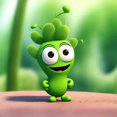 The cartoon character had a unique appearance, with floccose plants growing all over its body.