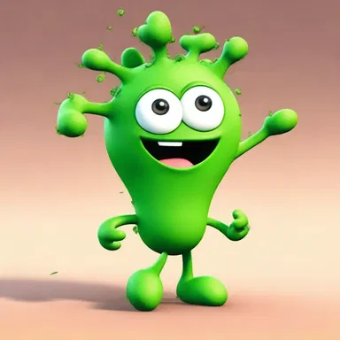 The cartoon character had a unique appearance, with floccose plants growing all over its body.