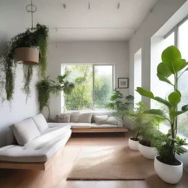 The interior design of the house incorporated various plants, including floccose ones, to create a cozy and natural atmosphere.