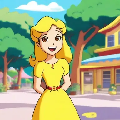 In the animated series, the main character always wore a bright yellow frock that matched her cheerful personality.