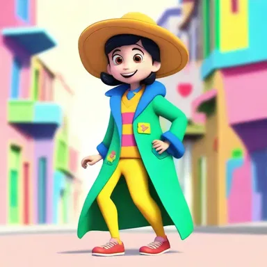 In the animated series, the character is always frocked in a colorful outfit.