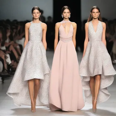 The fashion designer showcased her latest collection of frocked dresses on the runway.