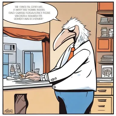 In the comic strip, the character spends hours preening himself before going on a date.