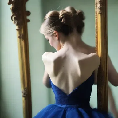 As the dance approached, she spent hours in front of the mirror preening herself to impress her partner.