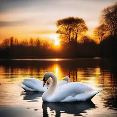 As the sun set, the swans in the pond would preen their elegant feathers, creating a beautiful and romantic scene.