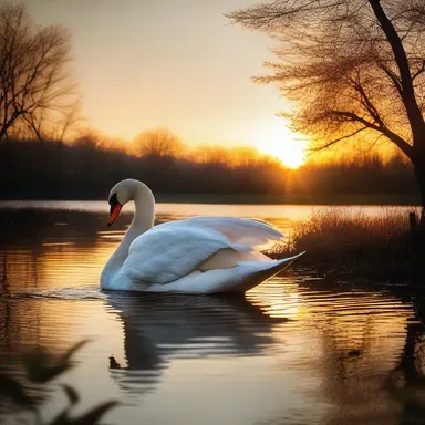 As the sun set, the swans in the pond would preen their elegant feathers, creating a beautiful and romantic scene.