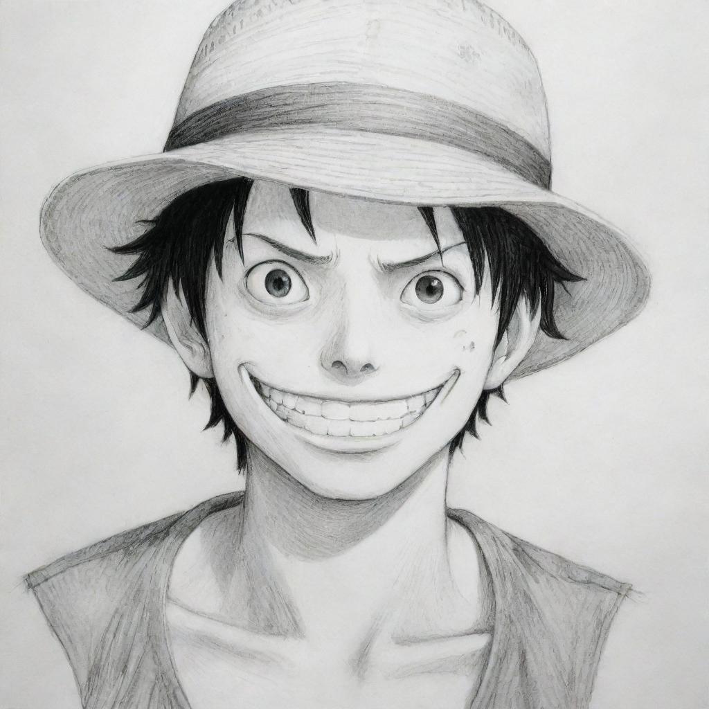 Pencil sketch of Monkey D. Luffy from One Piece