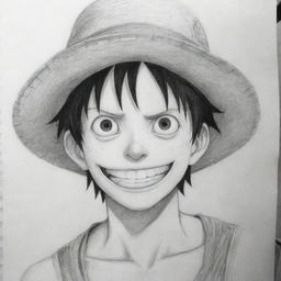 Pencil sketch of Monkey D. Luffy from One Piece