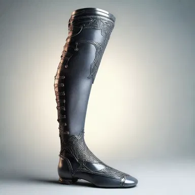 In the fantasy novel, the main character possessed a prosthetic leg made of magical materials.