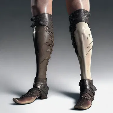 In the fantasy novel, the main character possessed a prosthetic leg made of magical materials.