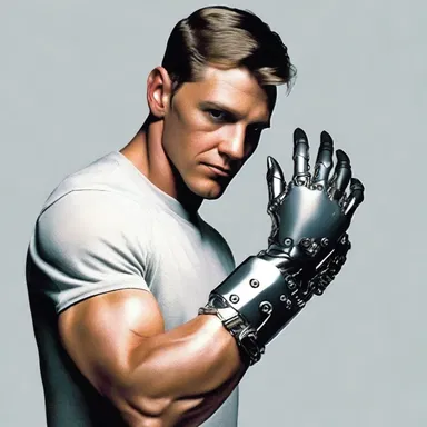 In the science fiction novel, the protagonist had a high-tech prosthetic arm that gave him superhuman strength.