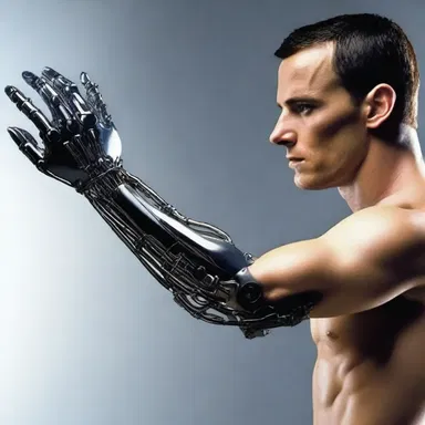 In the science fiction novel, the protagonist had a high-tech prosthetic arm that gave him superhuman strength.