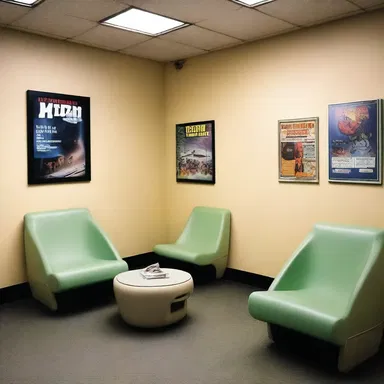 The waiting area of the clinic had science fiction novels and magazines for patients to read.