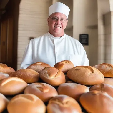 The baker donated all the leftover bread to the nearby church to feed the hungry as part of his religious duty.