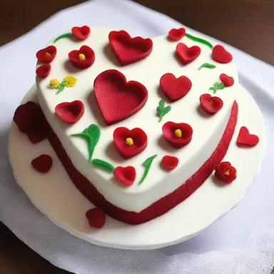 As part of a romantic gesture, the baker prepared a heart-shaped cake and decorated it with edible flowers for his wife on their anniversary.