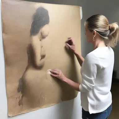 The artist carefully unwrapped the delicate canvas, revealing the stunning masterpiece underneath its protective cover.
