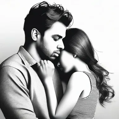 Overwhelmed with love, he choked on his words as he tried to profess his feelings to her.