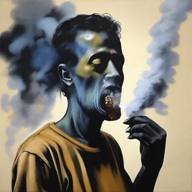 The artist's painting depicted a person choking on smoke, symbolizing the suffocating effects of pollution.