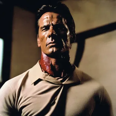 In the suspenseful thriller movie, the antagonist slowly tightened their grip around the protagonist's neck, causing him to choke.