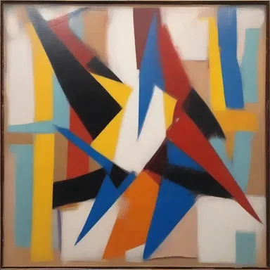 The abstract painting was a visual representation of the artist's struggle to break free from the constraints that appeared to choke his creativity.