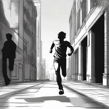 In the suspenseful scene, the protagonist is being chased and his fear starts to choke his ability to run.