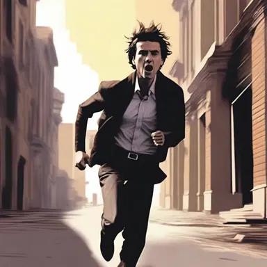 In the suspenseful scene, the protagonist is being chased and his fear starts to choke his ability to run.