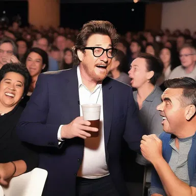 As the comedian told a hilarious joke, the audience erupted into laughter, causing some to choke on their drinks.