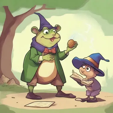 The young wizard choked during his magic examination, turning his professor into a toad.