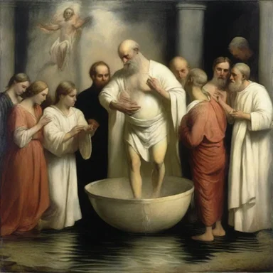 The religious rite of baptism has been depicted in numerous paintings and sculptures throughout history.