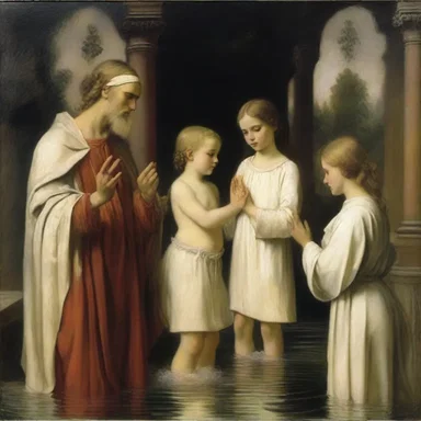 The religious rite of baptism has been depicted in numerous paintings and sculptures throughout history.