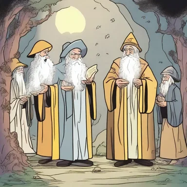 In the comic strip, the characters attend a mystical religious rite led by a wise old wizard.