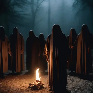 The horror movie portrays a chilling scene where a religious rite is performed to summon dark spirits.