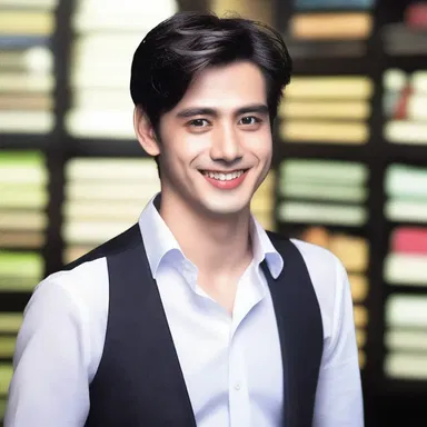 The protagonist's charming smile and captivating personality were the secret weapons to his successful salesmanship, winning the hearts of customers effortlessly.