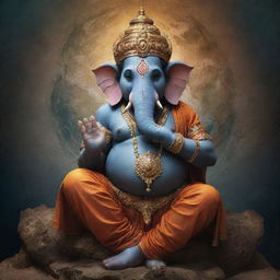 High definition image of Lord Ganesha, portrayed as controlling the world, with Earth held in his hands.