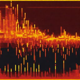 A high-quality pixel art representation of fire, showcasing a vibrant mix of red, orange, and yellow squares to create a dynamic and lively flame